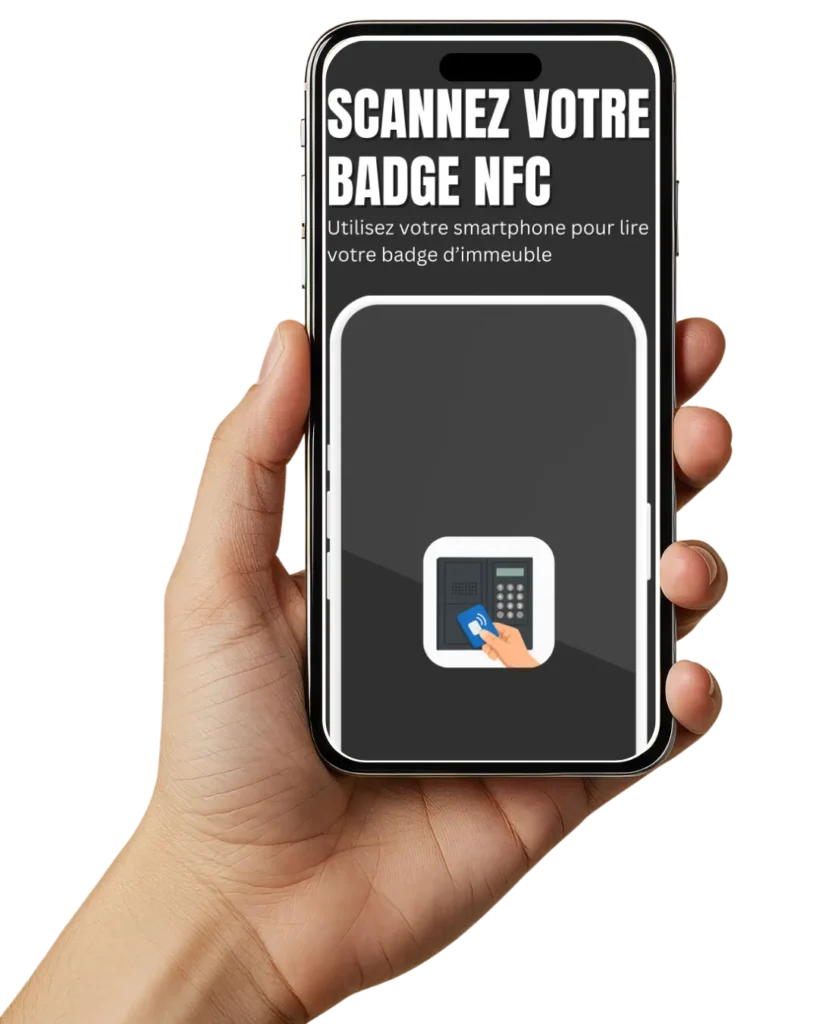 Hand Holding Phone scanned Badge NFC